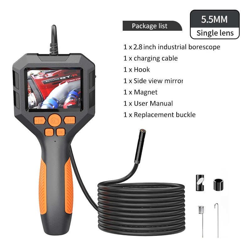 1080P Industrial Endoscope Camera 2.4"/ 2.8 " IPS Inspection Camera 100 Meter Cable Pipe Sewer Borescope With 6 LED For Car