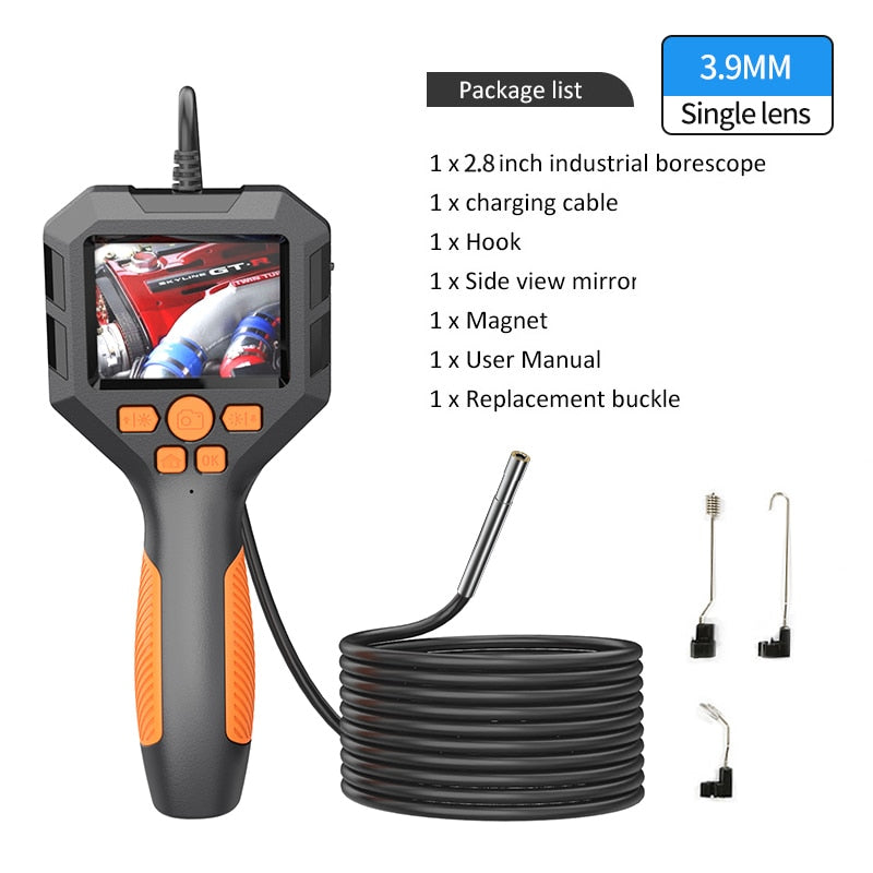 1080P Industrial Endoscope Camera 2.4"/ 2.8 " IPS Inspection Camera 100 Meter Cable Pipe Sewer Borescope With 6 LED For Car