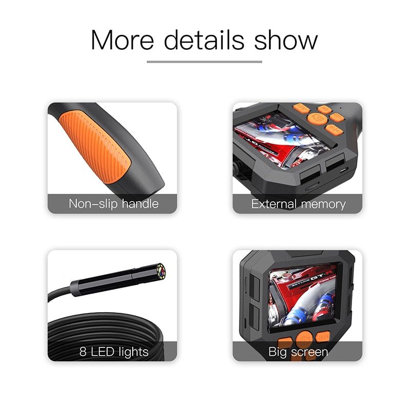 1080P Industrial Endoscope Camera 2.4"/ 2.8 " IPS Inspection Camera 100 Meter Cable Pipe Sewer Borescope With 6 LED For Car