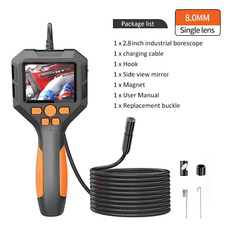 1080P Industrial Endoscope Camera 2.4"/ 2.8 " IPS Inspection Camera 100 Meter Cable Pipe Sewer Borescope With 6 LED For Car