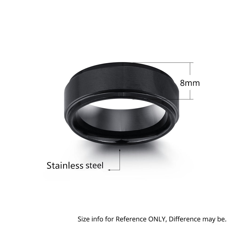 Index Finger Personalized Engrave Name Ring for Men-Black Stainless Steel