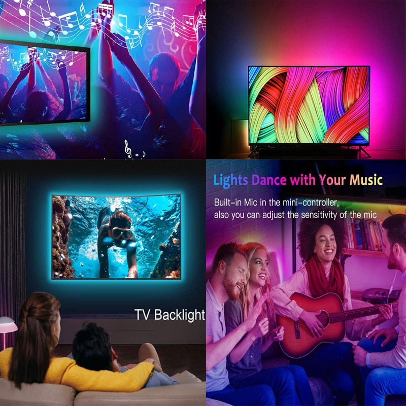 Bluetooth USB Led Strips DC 5V Lights RGB 5050 Led Lighting Lamp Light Phone APP Control For TikTok Light TV BackLight Party