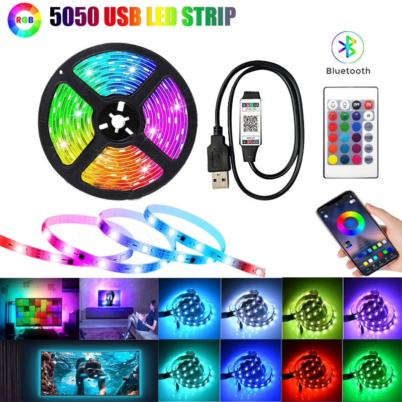 Bluetooth USB Led Strips DC 5V Lights RGB 5050 Led Lighting Lamp Light Phone APP Control For TikTok Light TV BackLight Party
