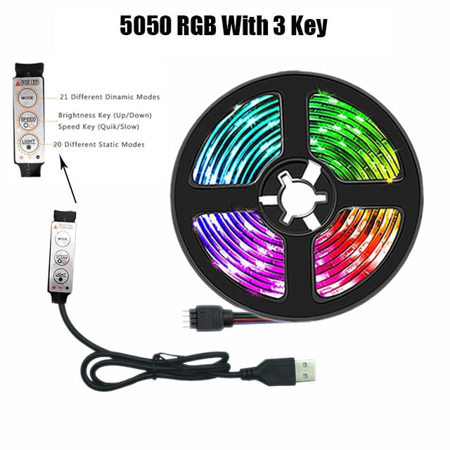 Bluetooth USB Led Strips DC 5V Lights RGB 5050 Led Lighting Lamp Light Phone APP Control For TikTok Light TV BackLight Party