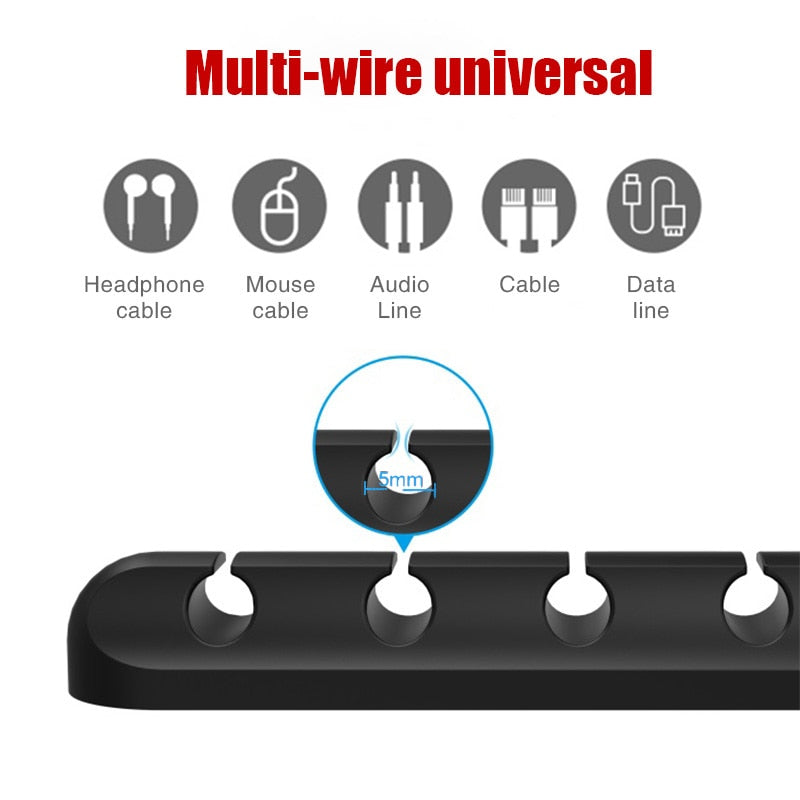 7 Holes Cable Organizer Cable Protector Winder Desktop Cord Tidy Management Clips Mouse Keyboard Earphone Wire Organize Holder