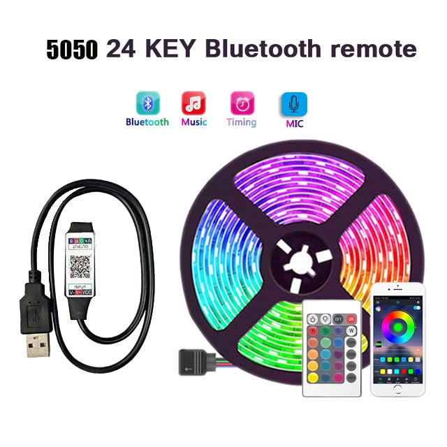 Bluetooth USB Led Strips DC 5V Lights RGB 5050 Led Lighting Lamp Light Phone APP Control For TikTok Light TV BackLight Party