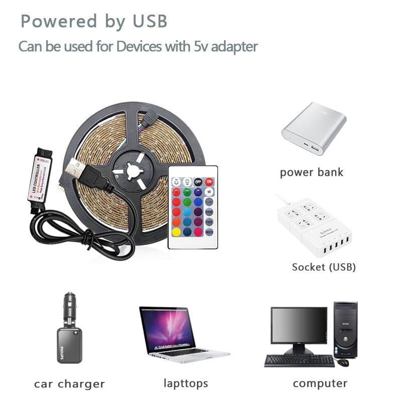 Bluetooth USB Led Strips DC 5V Lights RGB 5050 Led Lighting Lamp Light Phone APP Control For TikTok Light TV BackLight Party