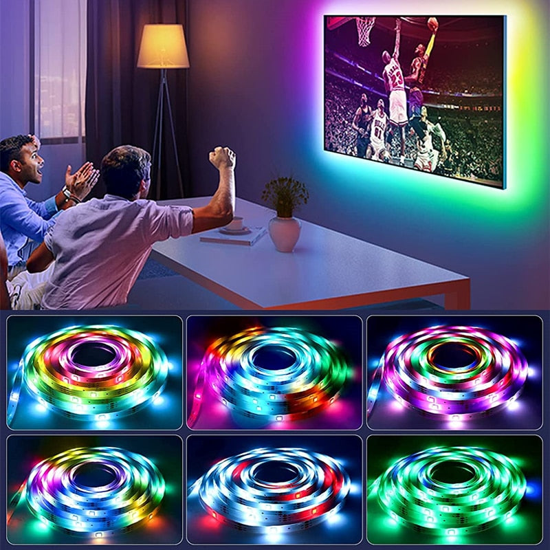 LED Strip Light RGBIC WS2812B SMD 5050 Bluetooth Remote Rainbow Chasing Effect Flexible Diode Tape 20M TV BackLight Room Decor