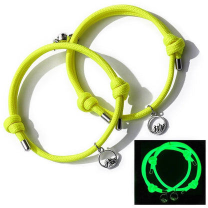 Charm Luminous Glow In The Dark Mountain Sea Pendant Couple Bracelet For Women And Men Magnetic Ball Lovers Friendship Jewelry